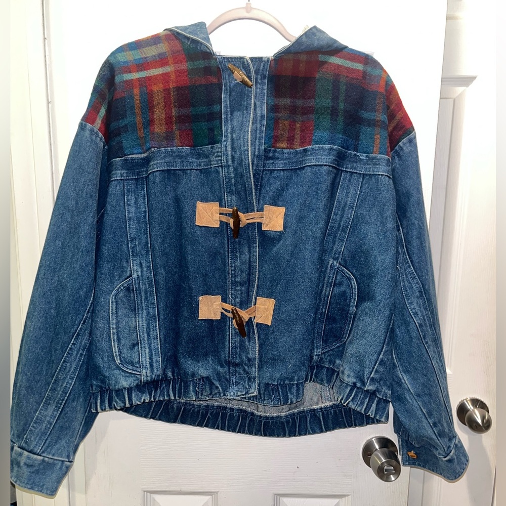 Vintage Braetan Denim Hooded Toggle Jacket Wool